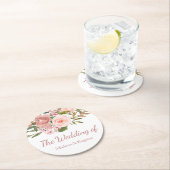 バラ金ゴールドおよび赤面結婚フローラ ラウンドペーパーコースター (インサイチュ)