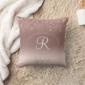 バラ金ゴールドおよび銀グリッターモノグラム クッション (ブランケット)