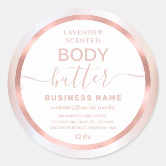 バラ金ゴールドかわいいスクリプト体バターラベル ラウンドシール (正面)