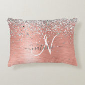 バラ金ゴールドかわいらし銀ガーリーグリッタースパークリー アクセントクッション (正面)