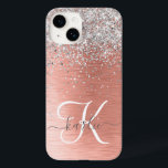 バラ金ゴールドかわいらし銀ガーリーグリッタースパークリー Case-Mate iPhone 14ケース<br><div class="desc">簡単にパーソナライズこのトレンディーシックな電話ケースデザインかわいらしは銀のグリッターをバラの金ゴールドブラシ付き金属背景にきらめく搭載する。</div>
