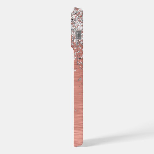 バラ金ゴールドかわいらし銀ガーリーグリッタースパークリー iPhoneケース (左側面)