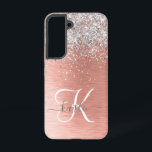 バラ金ゴールドかわいらし銀ガーリーグリッタースパークリー SAMSUNG GALAXY S22ケース<br><div class="desc">簡単にパーソナライズこのトレンディーシックな電話ケースデザインかわいらしは銀のグリッターをバラの金ゴールドブラシ付き金属背景にきらめく搭載する。</div>