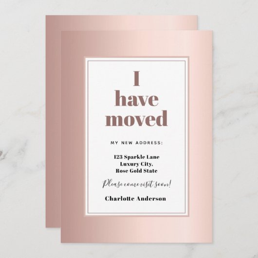 バラ金ゴールドがミニマルモダンム移動した 案内状 (正面/裏面)