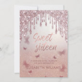 バラ金ゴールドが蝶を乾グラデーションかす 招待状 (正面)