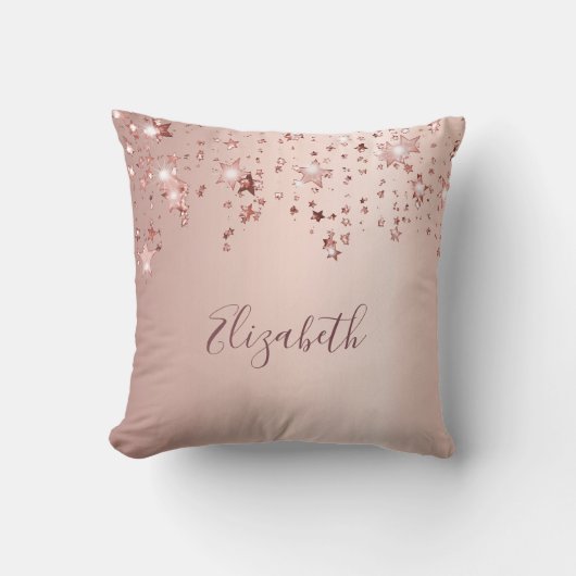 バラ金ゴールドきらめくはガーリーピンクのメタリック名 クッション (正面)