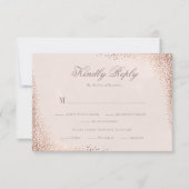 バラ金ゴールドきらめくエレガントウェディング 出欠カード (正面)