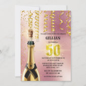 バラ金ゴールドきらめくグリッターきらめく 招待状 (正面)