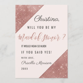 バラ金ゴールドきらめくグリッターシークインメイド・オブ・オーナー（花嫁付き添い人） 招待状