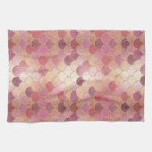 バラ金ゴールドきらめくマーメイドスケールパターン キッチンタオル (横)