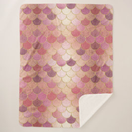 バラ金ゴールドきらめくマーメイドスケールパターン シェルパブランケット