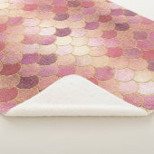 バラ金ゴールドきらめくマーメイドスケールパターン シェルパブランケット (3/4)