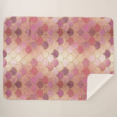 バラ金ゴールドきらめくマーメイドスケールパターン シェルパブランケット (正面(横))