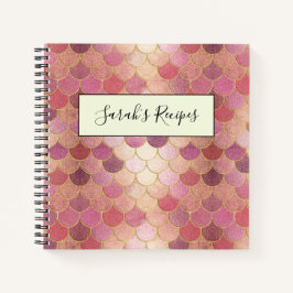 バラ金ゴールドきらめくマーメイドスケールパターン ノートブック
