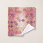 バラ金ゴールドきらめくマーメイドスケールパターン バスタオルセット (ウォッシュタオル)