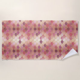 バラ金ゴールドきらめくマーメイドスケールパターン ビーチタオル