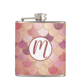 バラ金ゴールドきらめくマーメイドスケールパターン フラスク