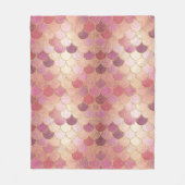 バラ金ゴールドきらめくマーメイドスケールパターン フリースブランケット (正面)