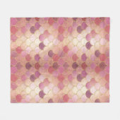 バラ金ゴールドきらめくマーメイドスケールパターン フリースブランケット (正面(横))