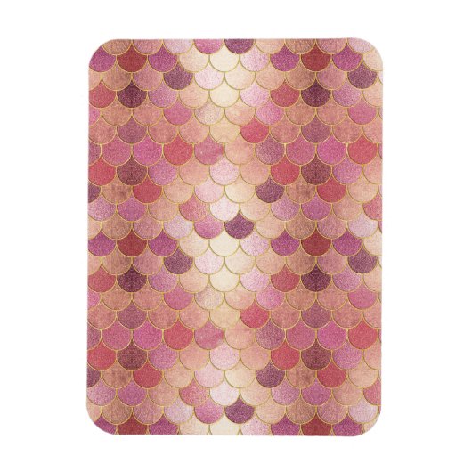 バラ金ゴールドきらめくマーメイドスケールパターン マグネット (縦)