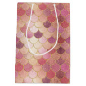 バラ金ゴールドきらめくマーメイドスケールパターン ミディアムペーパーバッグ (裏面)