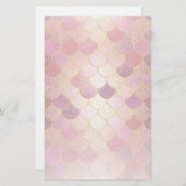 バラ金ゴールドきらめくマーメイドスケールパターン 便箋 (正面/裏面)