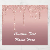 バラ金ゴールドきらめくワインラベルパーソナライズされた文字 スパークリングワインラベル (シングルラベル)