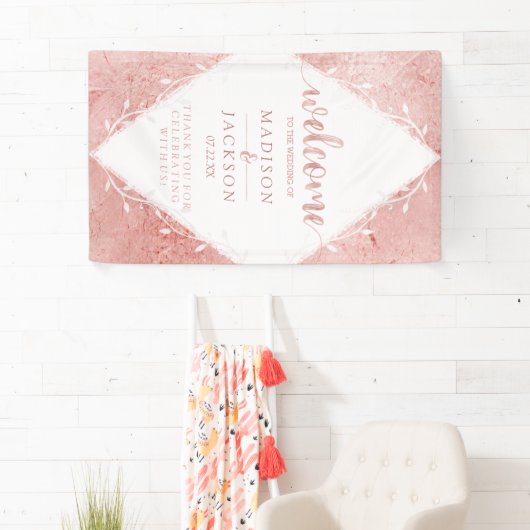 バラ金ゴールドきらめく金属箔結婚の歓迎 横断幕 (インサイチュ)