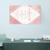 バラ金ゴールドきらめく金属箔結婚の歓迎 横断幕 (トレードショー)