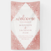 バラ金ゴールドきらめく金属箔結婚の歓迎 横断幕 (縦)