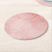 バラ金ゴールドきらめく金属結婚式の受信パーティー ラウンドペーパーコースター (アングル)