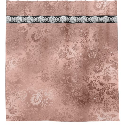 バラ金ゴールドきらめく（ダイヤモンドを横切る） シャワーカーテン (正面)