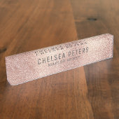 バラ金ゴールドきらめく フェミニン デスクネームプレート (側面)