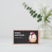 バラ金ゴールドさくらんぼカップケーキパティシシェフベーカリー 名刺 (スタンド正面)