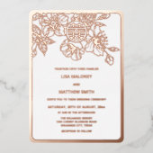 バラ金ゴールドさくらんぼ中国の結婚ブロッサム 箔招待状 (正面)