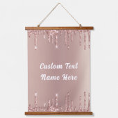 バラ金ゴールドつるグリッターのタペストリーとカスタム文字 吊り下げ型タペストリー (正面)