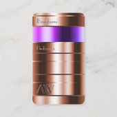 バラ金ゴールドとイニシャル付きピンクパープルグラデーション 名刺 (正面)