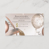 バラ金ゴールドとグリッターバルーンパーティーソーシャルメディア 名刺 (裏面)