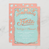 バラ金ゴールドとグリッターメキシコフィエスタブライダルシャワー 招待状 (正面/裏面)
