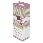 バラ金ゴールドとグリーン ワインギフトバッグ (正面アングル)