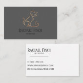 バラ金ゴールドとグレイモダンミニマリストペットシッター 名刺 (正面/裏面)