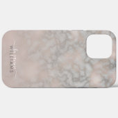 バラ金ゴールドとグレーエレガント大理石グラデーション Case-Mate iPhoneケース (裏面 (横))