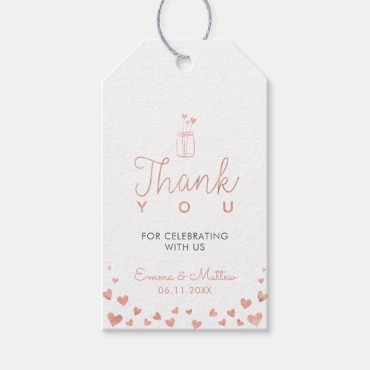 バラ金ゴールドとグレー |結婚様のお願い ギフトタグ (正面)