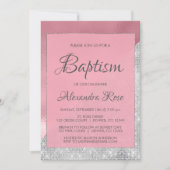 バラ金ゴールドとシルバースパークルベビーガールバプテスマ 招待状 (正面)