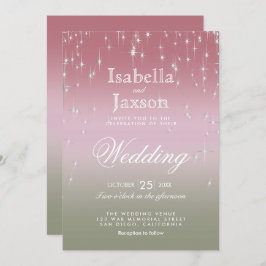 バラ金ゴールドとセージ緑ブレンドスターライト 招待状