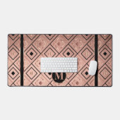 バラ金ゴールドとダイヤモンドパターンの黒 デスクマット (キーボード&マウス)