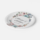 バラ金ゴールドとティール（緑がかった色）植物牡丹結婚の ペーパープレート (アングル)