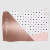 バラ金ゴールドとドット ゴルフタオル (横)