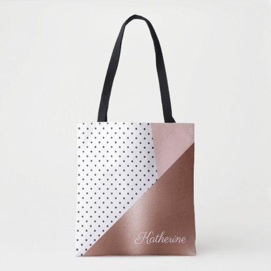 バラ金ゴールドとドット トートバッグ (正面)