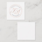 バラ金ゴールドとネイビーブルーイニシャル会社のロゴ ノートカード (正面/裏面)